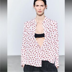 Zara Heart Print Shirt Size XXL